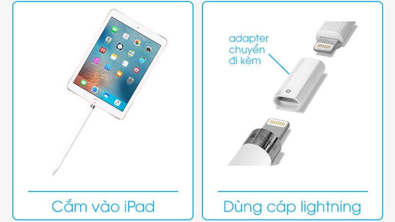 Sạc thông qua cổng Lightning của Apple Pencil 1